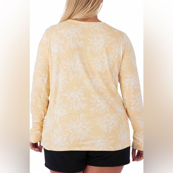 NWT Hang Ten Women’s Yellow Long Sleeve Crew UPF 50 Sun Protection Tee Shirt- XL - Picture 2 of 10